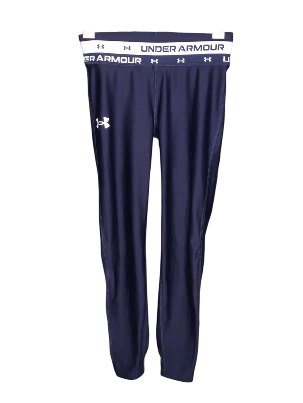 Under Armour Girls Navy Blue Active Leggings Elastic Logo Waist